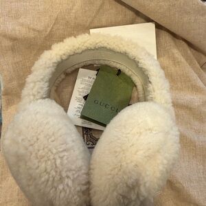 Gucci Ivory Shearling Earmuffs